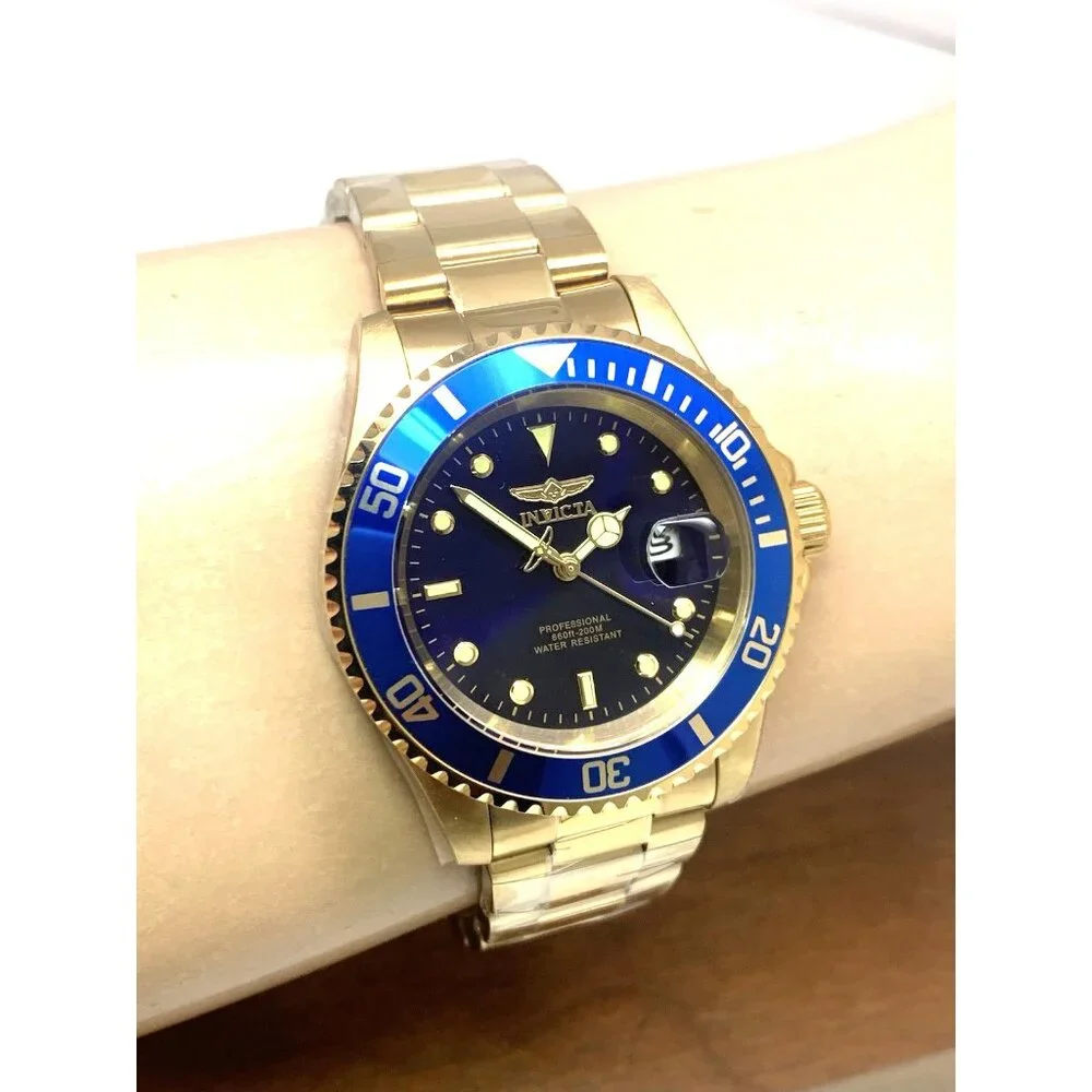 Invicta Men's Watch 26974 Pro Diver Blue Dial Quartz Gold Stainless Steel 40mm
